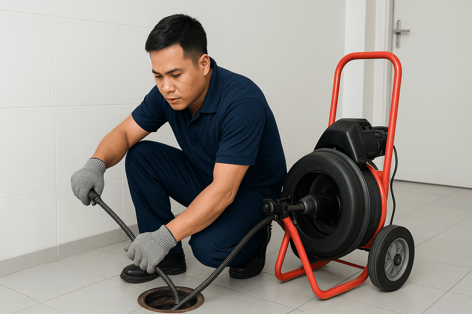 Thông cống nghẹt uy tín bằng máy lò xo