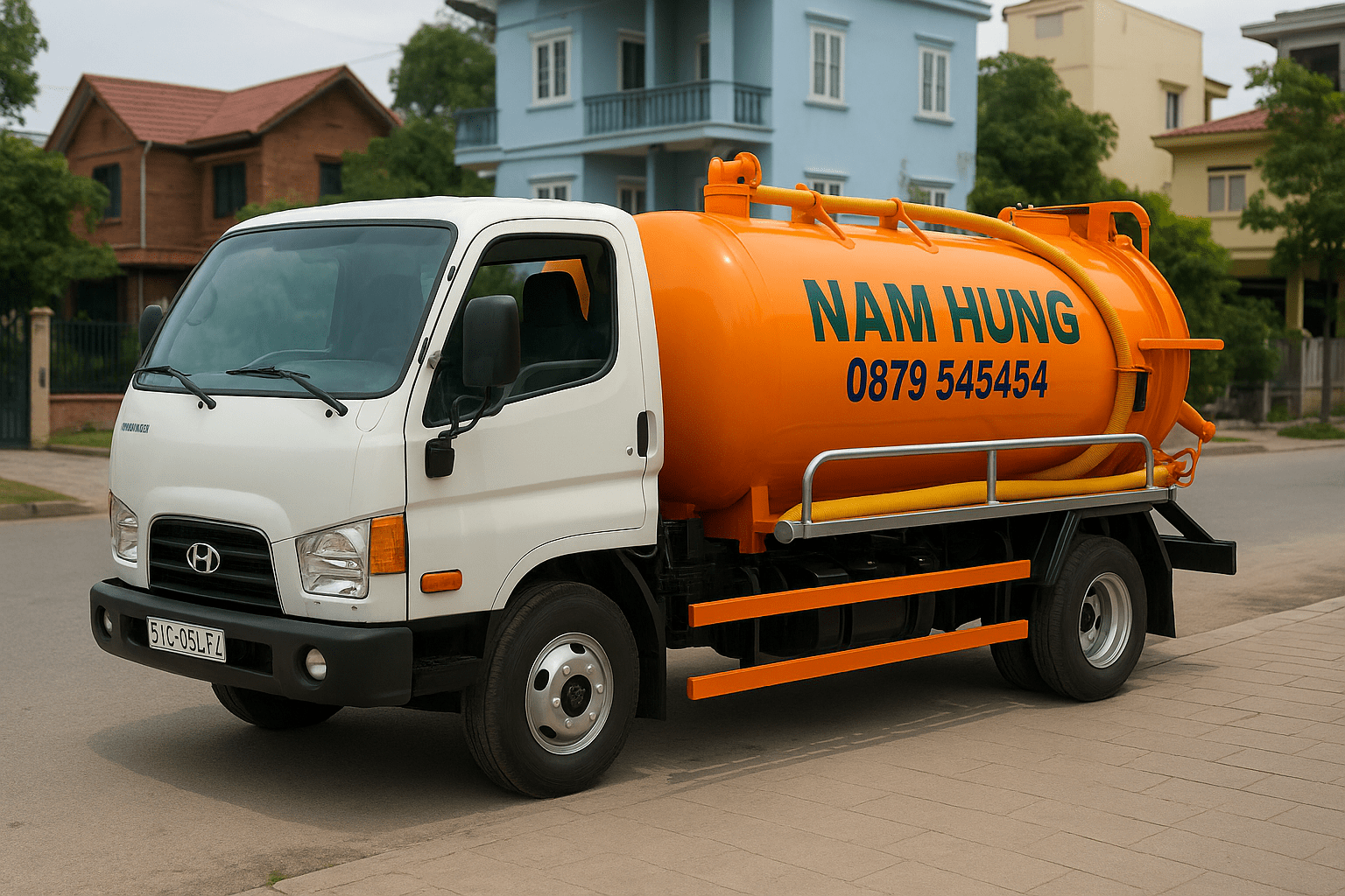 Xe hút hầm cầu Nam Hưng màu cam mới hiện đại